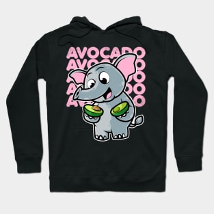 Cute Elephant Eating Avocado Kawaii Neko Anime print Hoodie